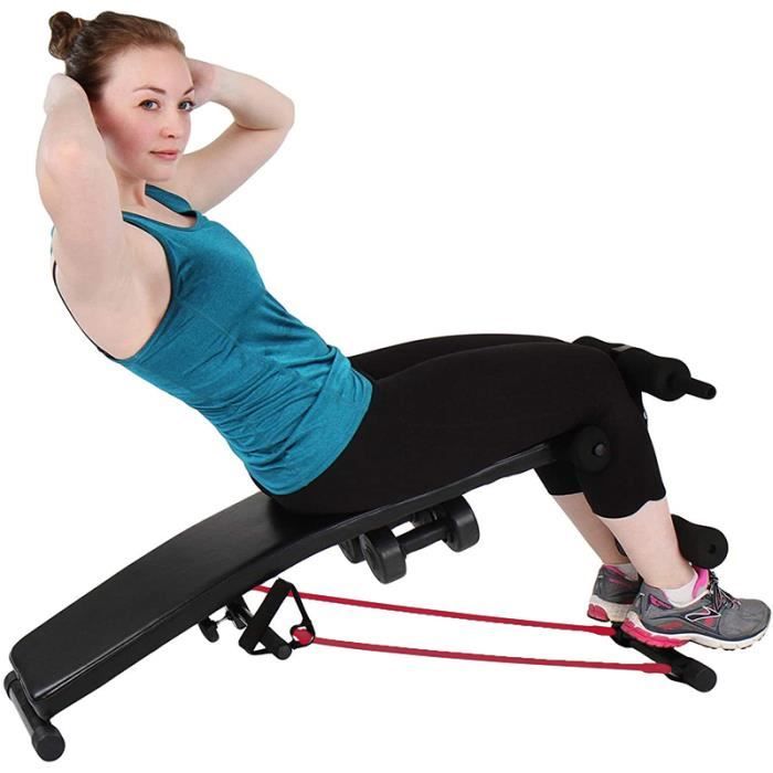 HEK Banc en Forme d'Arc Banc Incliné Ajustable Pliable 2 haltères + 2 cordes d'entraînement
