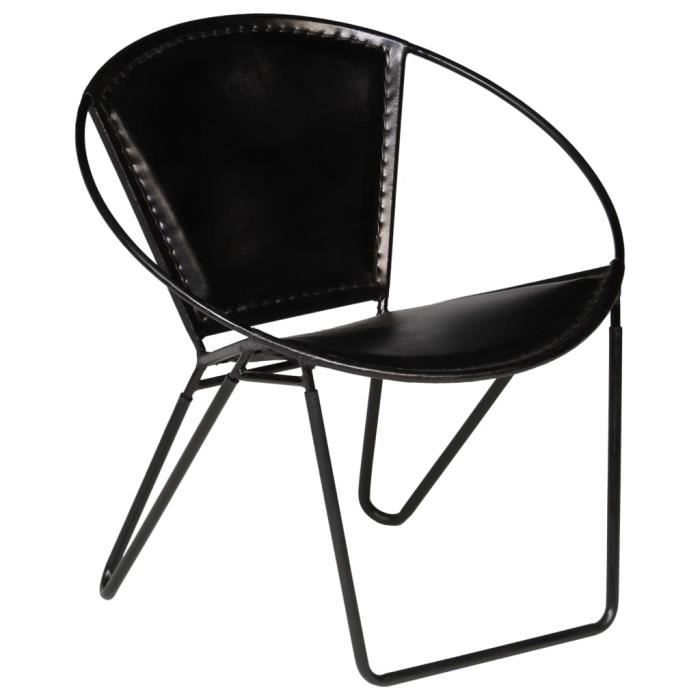⛲9147Contemporain Fauteuil Chaise Scandinave - Fauteuil Club Fauteuil de relaxation Design Confort & Chic - Fauteuil Salon Noir Cuir