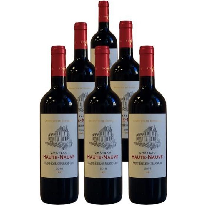 Château Haute-Nauve Saint Emilion Grand Cru 2018 - Pack de 6 bouteilles - Vin rouge de Saint Emilion