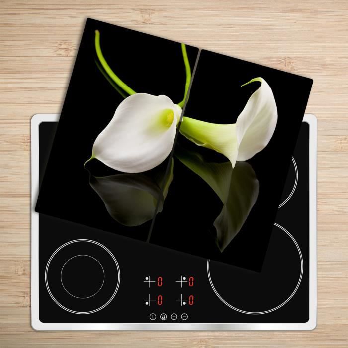 Tulup Glass Planche à découper avec couvercle protecteur pour cuisine résistant chaleur 2x30x52 cm - „Orchidée Rouge Glass”