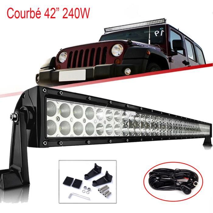 42- 240W off road lampe Barre Phare de Travail LED flood spot Incurvée rampe Camion 4x4 Tracteur Bateau