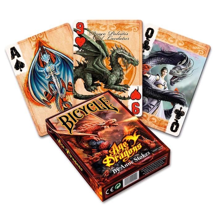 Jeu de cartes Bicycle Age des dragons par Anne stokes