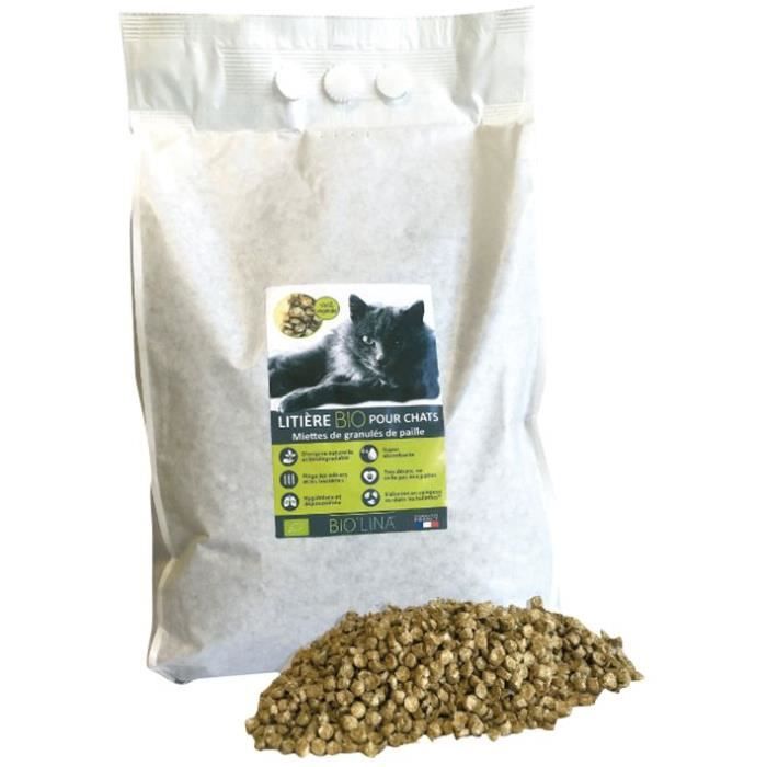 BIOLINA Litière Bio miettes de paille - 7,5 L - Pour chat