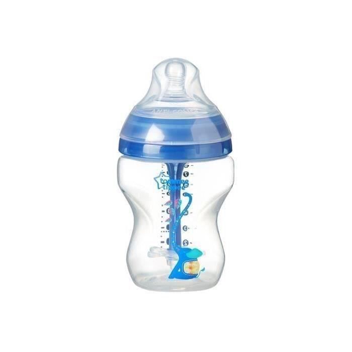 TOMMEE TIPPEE Biberon Anti colique avancé 260ml décoré bleu (Lot de 2)