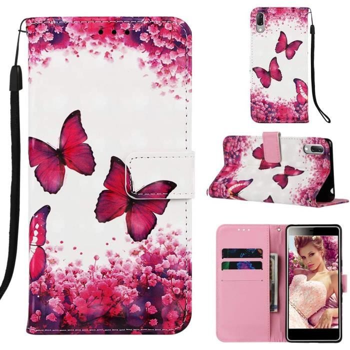 Coque en Cuir 3D Design Sony Xperia L3 Cas PU Cuir Wallet FlipPapillon rouge Motif Fonction Bookstyle Stan D