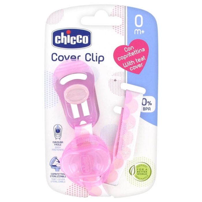 CHICCO Attache-sucette ruban avec protection tétine - x1 - Rose