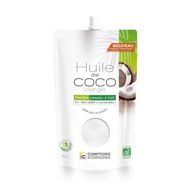 Huile de coco bio alimentaire - Doypack 500ml