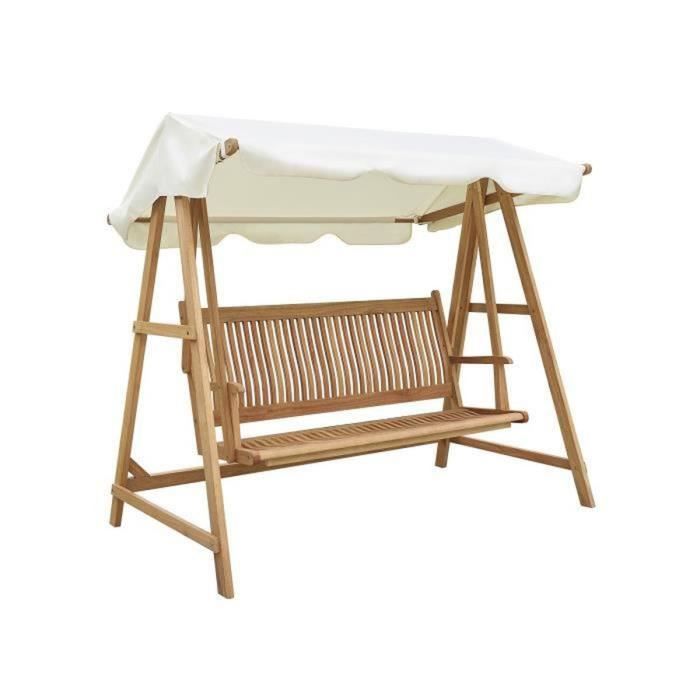 Balancelle en bois d'eucalyptus FSC - 3 places - RONDA - Beige
