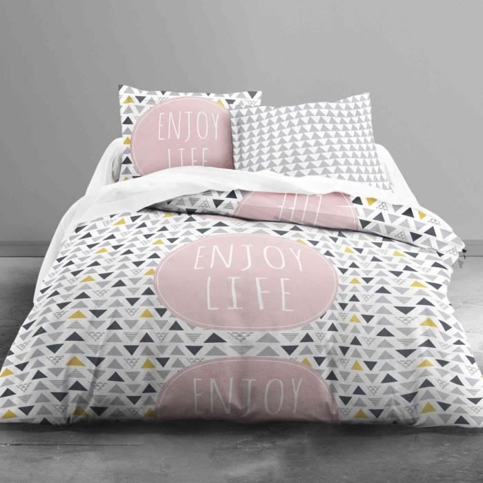 TODAY Parure de couette 100% Coton Enjoy ENJOY LIFE - 1 housse de couette 240x260 cm + 2 taies 63x63 cm