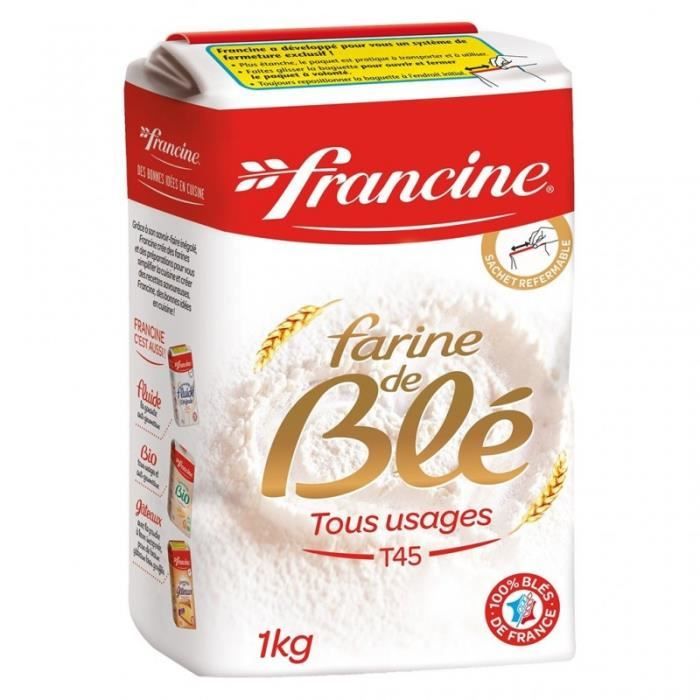 Francine Farine de Blé Tous Usages T45 1Kg (lot de 8)