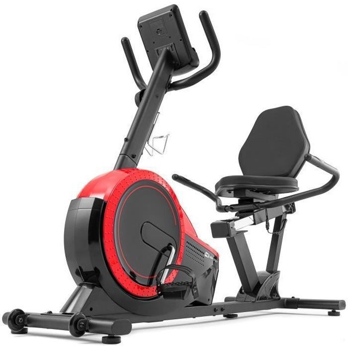 HOP-SPORT Vélo d'appartement Semi-allongé, Masse d'inertie 15 kg, HS-060L Pulse, 8 niveaux de résistance magnétique, Siège réglable