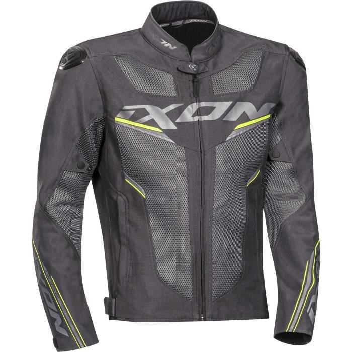 Ixon blouson moto Draco anthracite gris jaune