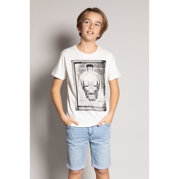 DEELUXE T-shirt photo tête de mort CRYSTAL Natural