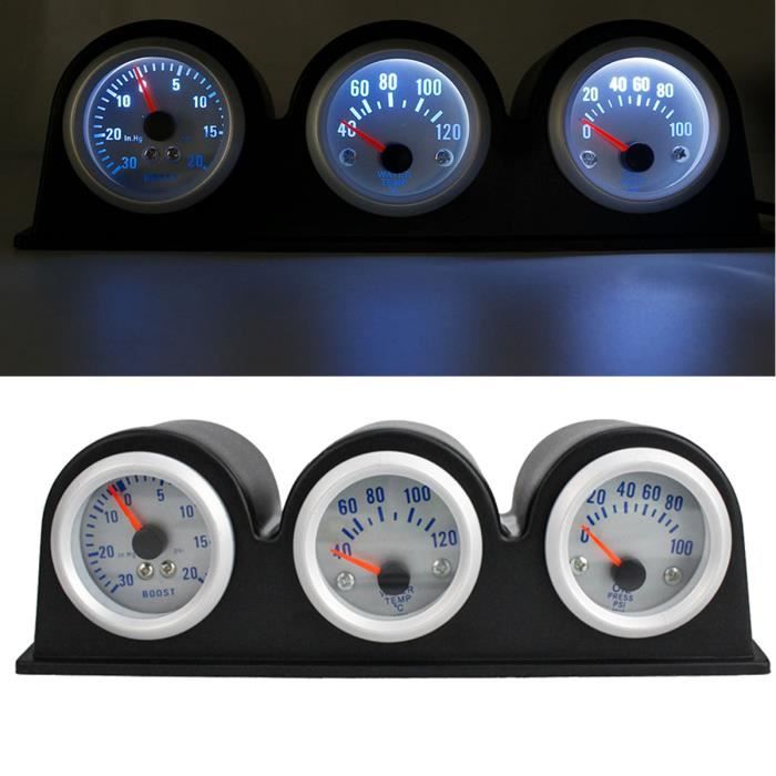 3 en 1 Manomètre 52mm Suralimentation + Température Eau + Manomètre à huile