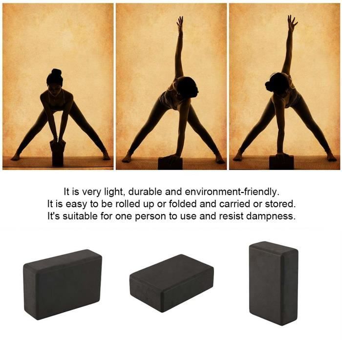 Briques Yoga (1pc noir) - 23 * 15 * 8 cm - Blocs de Yoga Block Pilates Bio en Mousse EVA Haute Densité Léger Confortable