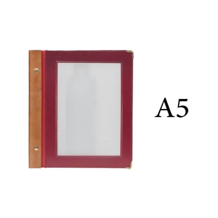 Protège menu bordeaux WOOD + 2 inserts format A5 pour hôtel restaurant - Securit Bordeaux