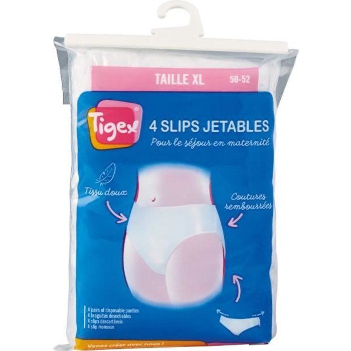 TIGEX 4 Slips Jetables Blancs - Taille XL