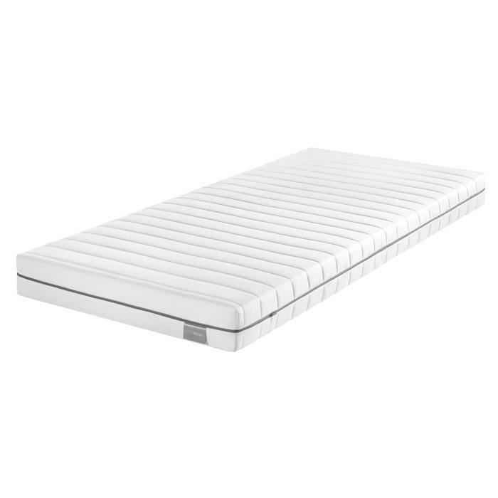 Traumnacht Base Matelas en mousse froide, avec en moyenne 7 zones pour tous les types de sommeil, la dureté 3 (H3), Blanc, 90 x 190