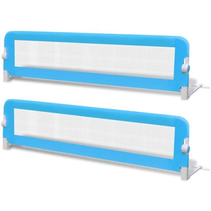 vidaXL Barrière de lit de sécurité pour tout-petits 2pcs Bleu 150x42cm