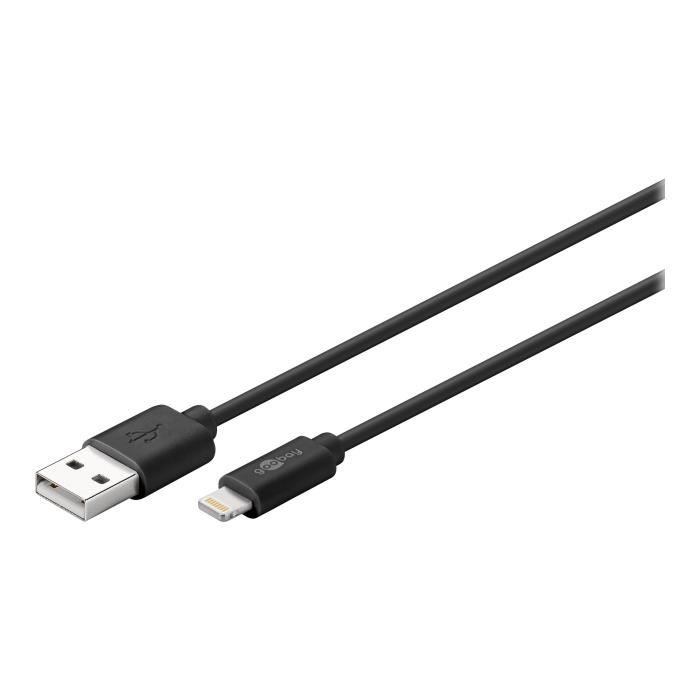 goobay Câble Lightning Lightning (M) pour USB (M) 50 cm noir pour Apple iPad-iPhone-iPod (Lightning)
