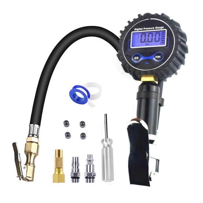 Pistolet de Gonflage Pour Auto Moto Manomètre Jauge Digitale - Ecran LCD