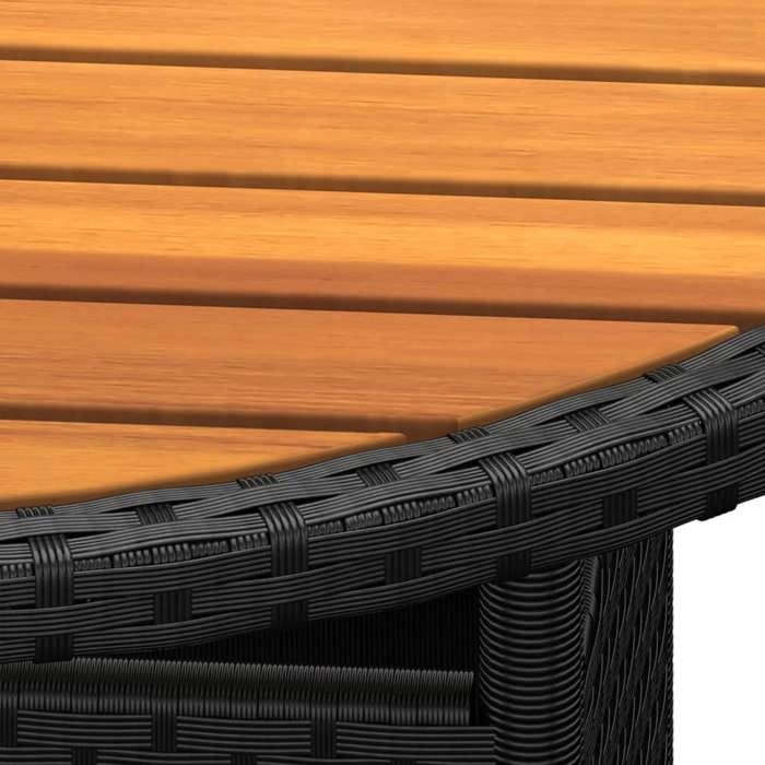 Table de jardin ronde CLOUD Ø80x75 cm Résine tressée et bois dacacia Noir TT96