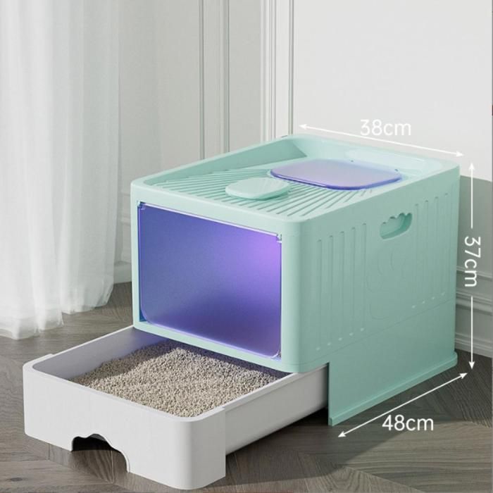 Comparer les prix de B.LIVEM Maison pour Chat XXL Bac à Litière pour Chat avec Couvercle Bac à Litière Entièrement Fermé 48 × 37 × 38 cm Vert