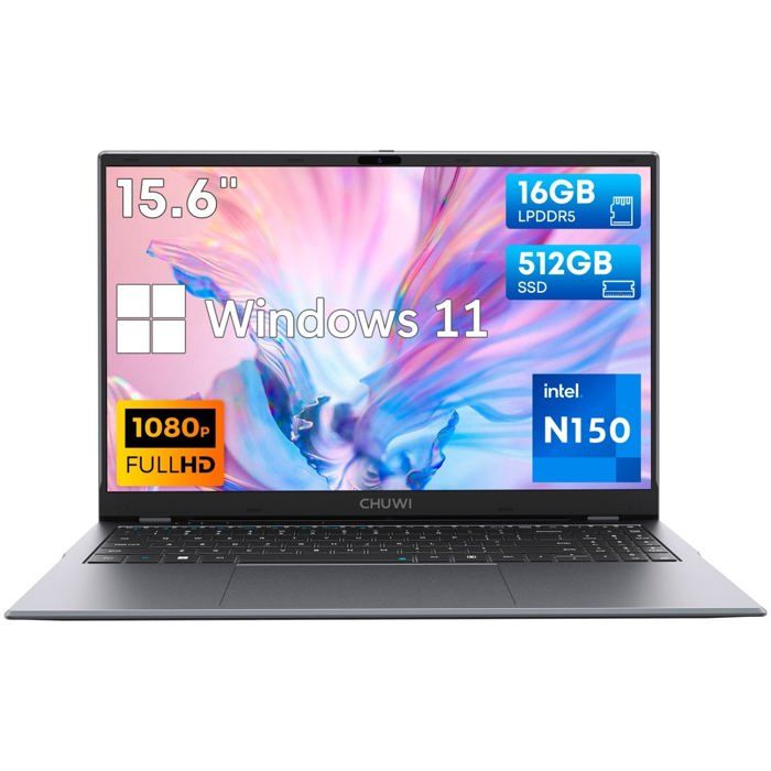 Ordinateur portable – Chuwi – GemiBook Plus – Intel Alder Lake N150 – 16 Go RAM – 512 Go SSD – FHD 156 pouces