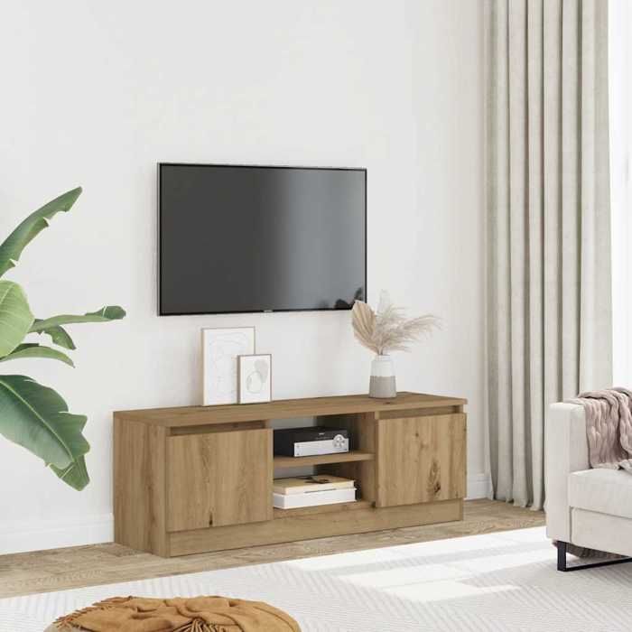 Meuble TV-Banc TV chêne artisanal 102x30x36 cm bois dingénierie