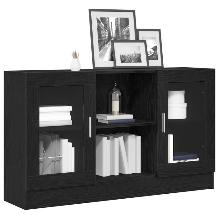 Elégant Buffet - Noir Chêne - 120x305x70 cm - bois composite - Meuble de RangementVitrine &9597578