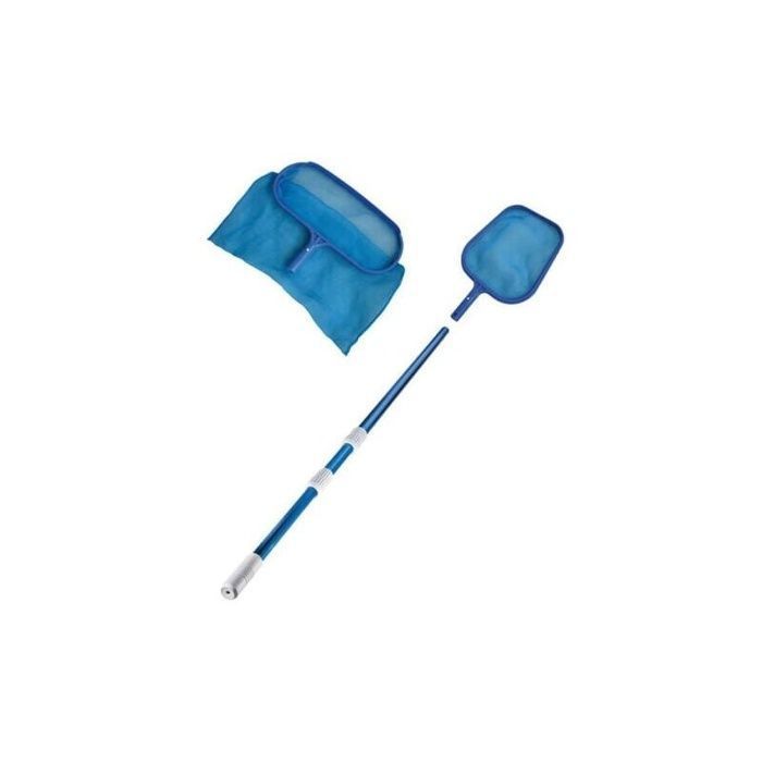 AIMOONSA Pack nettoyage piscine - Manche télescopique 1 m + épuisette de fond et de surface (Bleu)