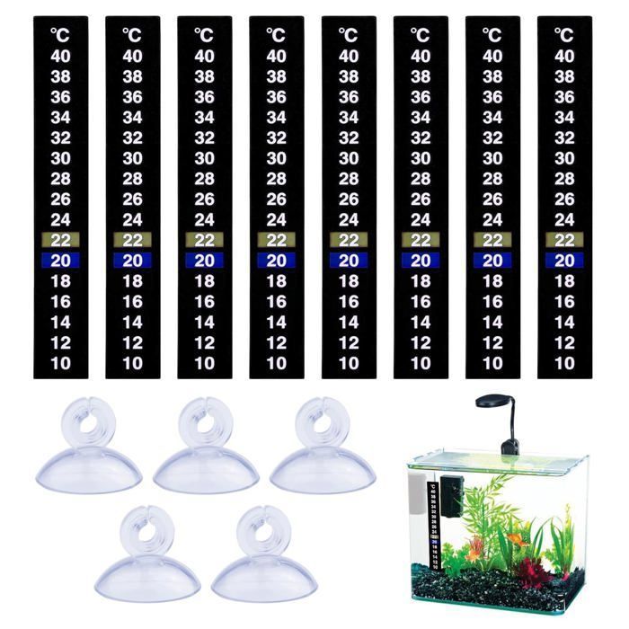 Thermomètre Aquarium Numérique - Pack De 5 - Précision Haute, Affichage Clair - Pour Eau Douce Et Eau De Mer - 8