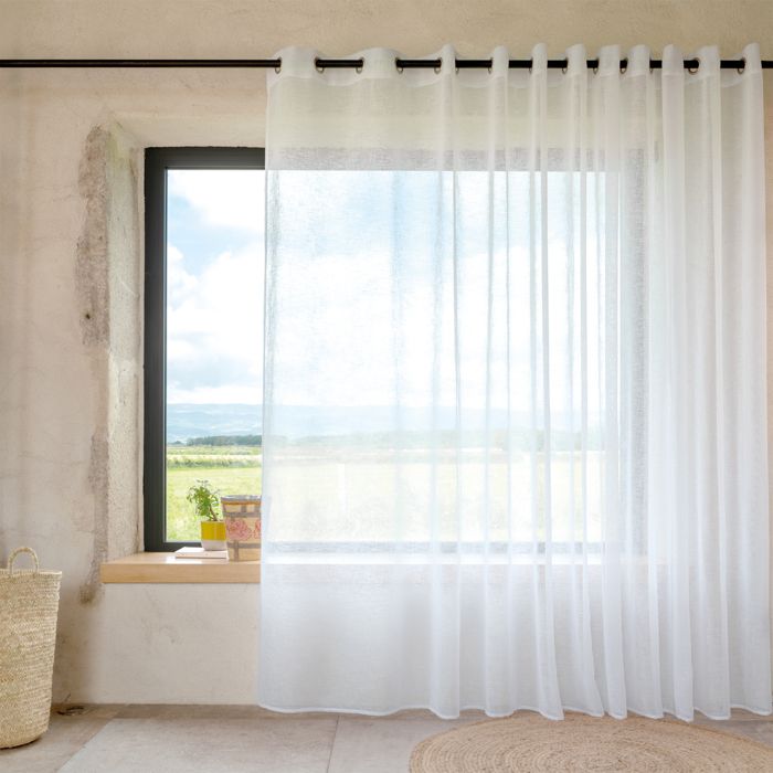 Voilage - Effet lin fluide Blanc 400x240 cm