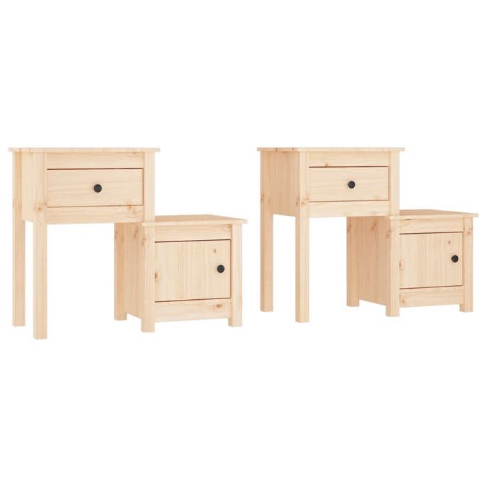 JILLS - Ensemble de 2 armoires de chevet Tables de chevet Lot de 2 - 79 5x38x65 5cm - Bois de pin massif OCT74899316