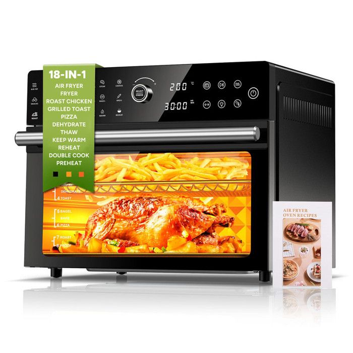 Mini four professionnel - Four a air 30L/18 Programmes / 30 230℃ Boutons tactiles Lumière intégrée Déshydratation des plantes - Azmsary