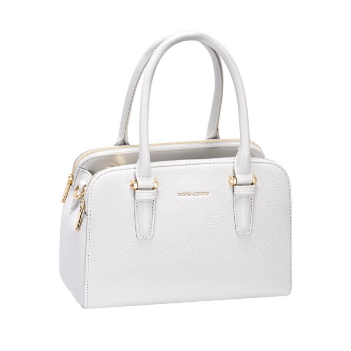 David Jones Paris - Sac à main Femme Ville Similicuir - 2 compartiments - Plusieurs poches - Taille Moyenne - Couleur Blanc Cassé
