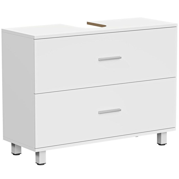 Meuble sous lavabo - HOMCOM - 2 tiroirs - style moderne - panneau de particules et MDF - 80 x 30 x 60 cm - blanc