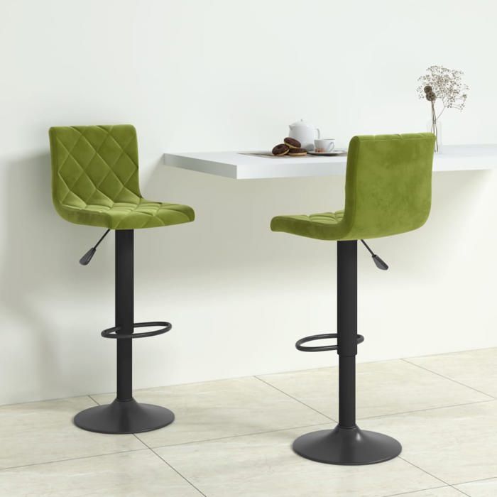 Vert Tabourets de bar lot de 2 vert clair velours - Chaise haute de bar H17032