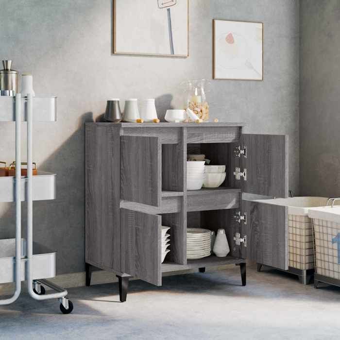 Armoire Vaisselier Durable - Gris - Buffet de cuisine - avec Rangement - Sonoma gris - 60x35x70cm - Bois dingénierie LH8273014