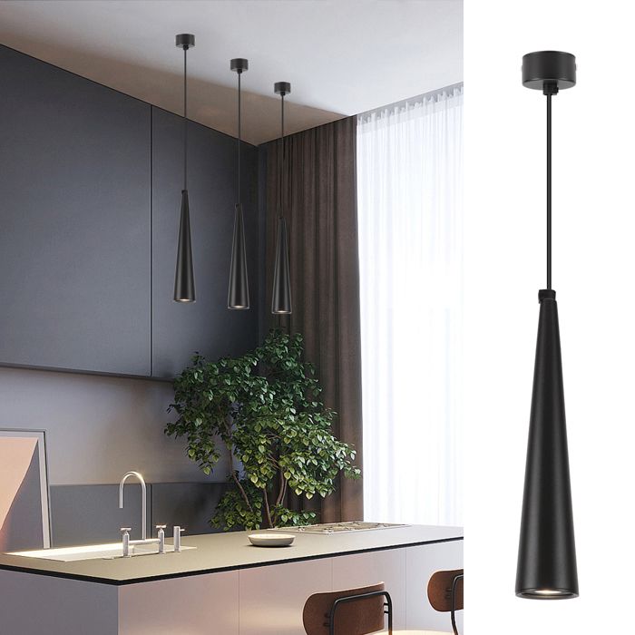 Suspension Luminaire - SMOTOP - Noir - LED blanc chaud intégré - 28 cm