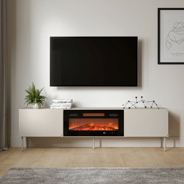 Meuble TV Vermezzo Dmora en Bois Mélaminé Beige 200x42x57h cm Meuble TV Vermezzo Dmora en Bois Mélaminé Beige 200x42x57h cm
