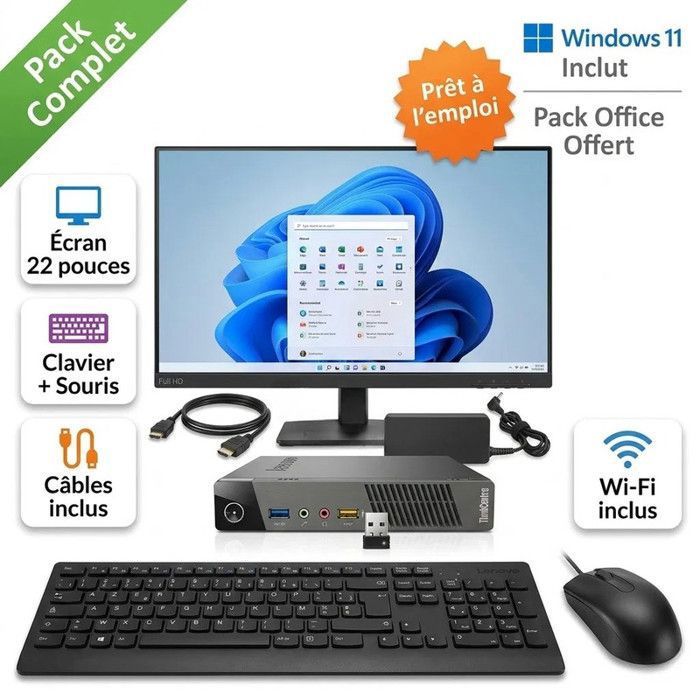 Acheter PC Lenovo ThinkCentre M73 Tiny i3-4150T 8Go RAM 240Go SSD Windows 11 Pro + Pack Écran 22 Clavier Souris - Reconditionné Reconditionné - 199,00 € PC Lenovo ThinkCentre M73 Tiny i3-4150T 8Go RAM 240Go SSD Windows 11 Pro + Pack Écran 22 Clavier Souris - Reconditionné Reconditionné - Lenovo reconditionné disponible sur Cdiscount Seconde Vie