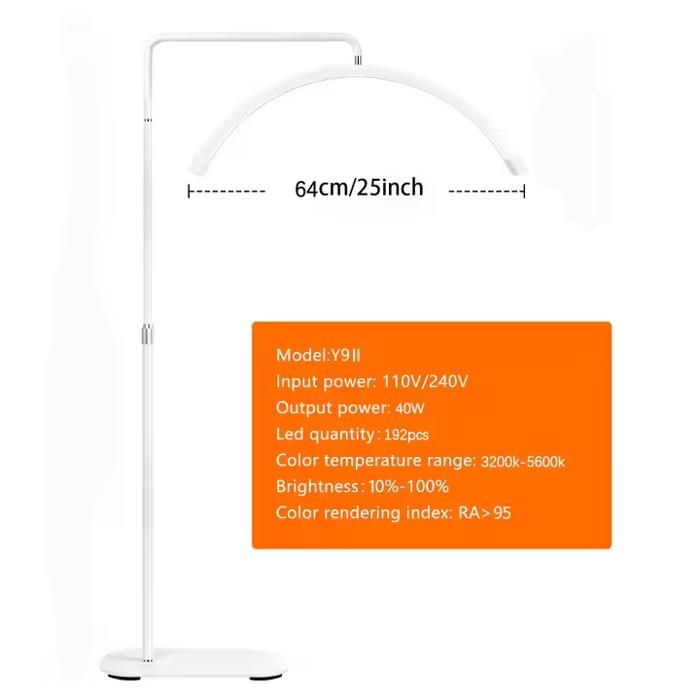 FOSOTO Lampe LED en demi-lune sur pied FT-Y9II 45W CRI≥95 3200K-5600K Blanc pour salons de beauté