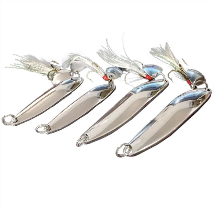 AUCUNE matériel de pêche 4 pièces leurre de pêche en métal appâts durs paillettes cuillère bruit Paillette sport materiel Argent