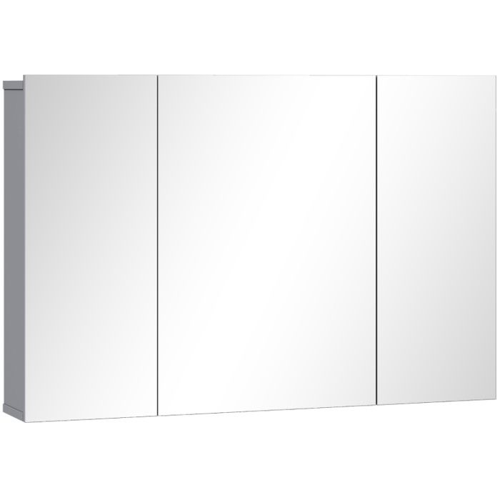 Armoire à pharmacie murale avec miroir 3 portes étagères réglables fermeture douce MDF gris TYNQER