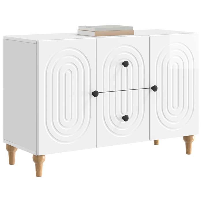 Commode Bahut Moderne Meuble TV Blanc brillant 89 x 34 5 x 60 cm pour salon Bois dingénierie FR&20921