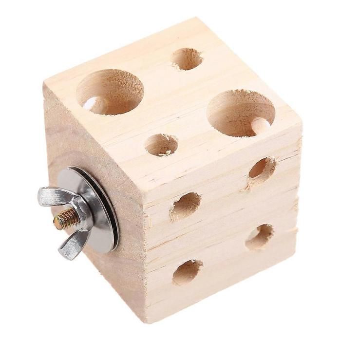 Jouet de recherche de nourriture pour oiseaux bloc de bois perforé distributeur de friandises pour perroquets jouet