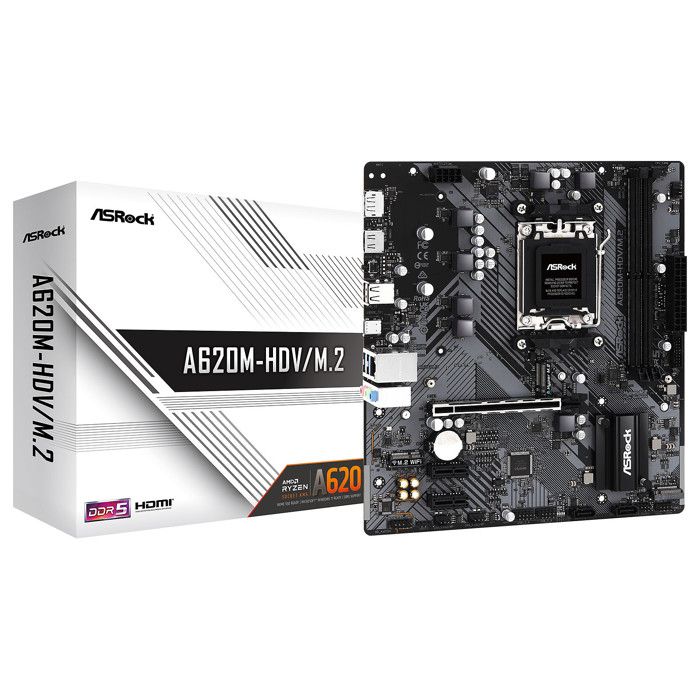 Carte mère - ASRock - A620M-HDV/M.2 A620 - Socket AM4 - Micro ATX - 64 Go RAM max