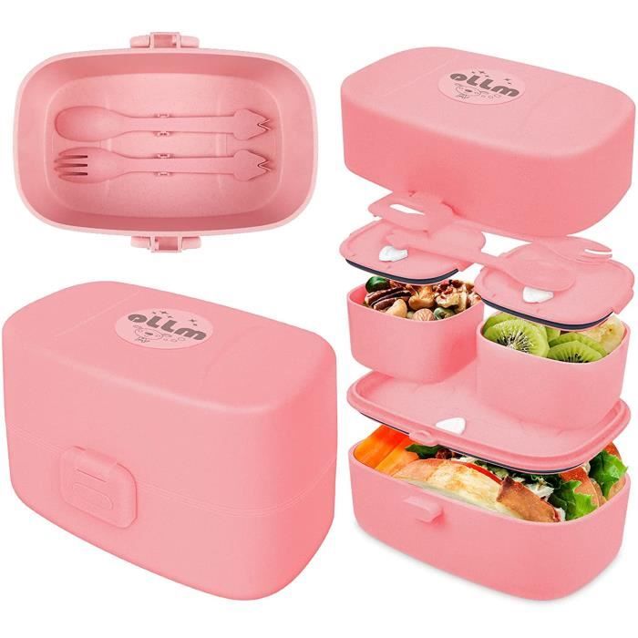 Boîte Repas 3 Compartiment Bento Lunch Box avec Couverts sans BPA