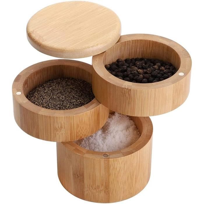 BoîTe D'Assaisonnements en Bambou, Sel de Bambou, Bols de BoîTe à